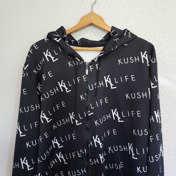 Kush Life Black Zip Hoodie Size L - Picture 2 of 11